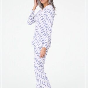 Blue and White Printed Pajama Set